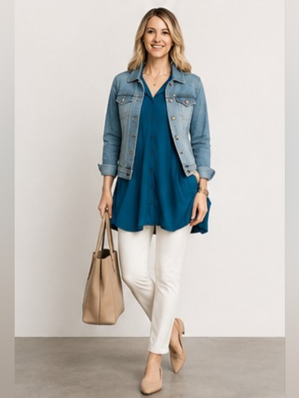 Sympli Icon Long Sleeve Go To Shirt Tunic Blue Size 10 Swing Flowy Minimalist